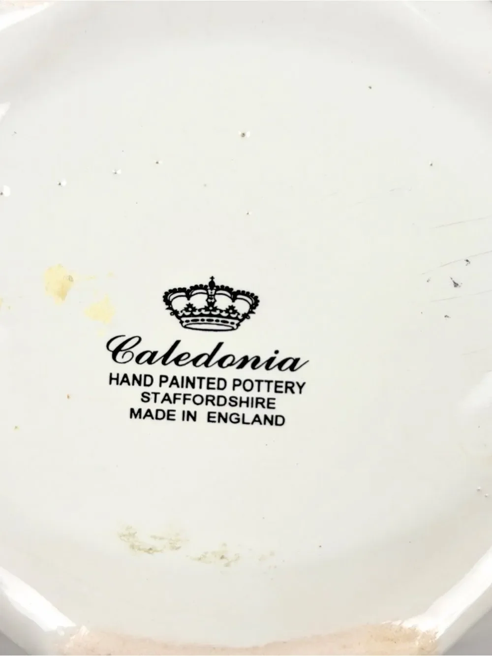 Caledonia Staffordshire England Teapot Floral Courting Scene Gold Trim 6 Cups